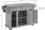 Crosley Furniture Alexandria Stainless Steel Top Rolling Kitchen Island Storage Cart, Microwave Stand, Gray