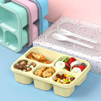 Bento Box Adult Lunch Box - 4 Pack, 5 - Compartment Meal Prep Container for Kids, Reusable Food Storage Snack Containers - Stackable for School, Work, and Travel (PP(Blue/Pink/Green/Yellow))