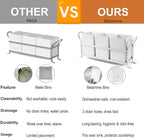 KAQAHIDO Utensil Caddy with Drain Holes, Cutlery Organizer for Kitchen Countertop Drawer 3pcs Bins Set Silverware Holder for Spoon, Fork and Knife, White
