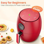 Small Compact Air Fryer, 2.1QT, 4-in-1 Small Mini Airfryer, Bake, Roast, Reheat, 98% Less Oil, Adjustable Temperature Control w/ 60min Timer, Quiet, Nonstick & Dishwasher Safe Basket, BPA-Free, Red