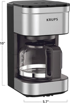 KRUPS Simply Brew Compact 5 Cup Coffee Maker: Stainless Steel Design, Pause & Brew, Keep Warm, Reusable Filter, Drip-Free Carafe (Pack of 4)
