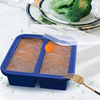 2 Cup Silicone Freezer Tray with Lid - 1 Pack - Make 2 Perfect 2-Cup Portions - Easy Release Molds for Food Storage & Freeze Soup, Broth, Stew or Sauce