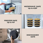 Klex 24 Oz, 150 Sets Meal Prep Containers with Airtight Lids, BPA Free, Reusable Plastic Food Container, 24 oz, Round, Black/Clear, 150 Sets