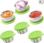 6x1.6 Oz Salad Dressing Containers With Lids, Small Leakproof Reusable Stainless Steel Salad Dressing Container To Go For Lunch Boxes,Sauce containers, Picnics,Travel Meal Prep And Kitchen Storage.