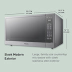 Panasonic NN-SN75LB cu.ft Cyclonic Inverter Countertop Microwave Oven 1250Watt Power with Genius Sensor Cooking, 1.6 cft, Black