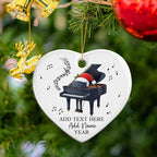 Customized Piano Christmas Ceramic Ornament, Personalized Text Name & Year Pianist Xmas Tree Ornament, Piano Lover Christmas Ornaments 2025, Musical Instrument Xmas Decor Gift for Son Daughter