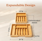 SMIRLY Silverware Drawer Organizer – Bamboo Kitchen Drawer Organizer, Adjustable Utensil Holder and Cutlery Tray, Drawer Dividers for Flatware and Kitchen Utensils