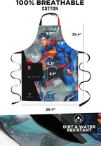 Dalstrong Chef Kitchen Apron - DC Superman™ Man of Steel Edition - Premium Cotton & Nylon Straps - 2 Pockets - Steel Hangloops-Unique Size Fit for All - Stain Resistant