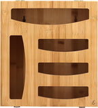 Emeril Lagasse Bamboo Bag Storage Organizer – 5-Compartment Food Storage Bag Holder for Kitchen Drawers & Countertops – Durable Bamboo, Universal Fit for Slider & Zipper Bags