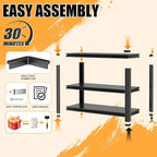 Heavy Duty Garage Shelving, Metal Storage Shelves, 3 Tier Adjustable Storage Shelves, Metel Shelving, Industrial Utility Rack for Garage, Warehouse, Workshop,31.5" H×34" W×18" D