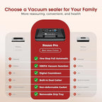 95KPa Vacuum Sealer Machine for food,Full Automatic with Double 12mm Heat Seal, 10in 1 Modes, Built in Cutter & Bag Storage, Includes 1 Roll and 10pcs Pre cut Bags