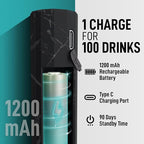 Zulay Kitchen Rechargeable Milk Frother Froth N Go Frother Wand With Case & USB-C Charger - Comes With 3 Whisk Attachments for Latte, Cappuccino, Matcha, Protein Shakes - Black Marble