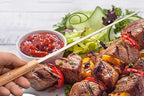 22-Inch Large Metal Barbecue Skewers,HONSHEN Heavy Stainless Steel 3/8 Inch Wide Blade with Hardwood Handle Long Flat BBQ Skewers for Grilling Meat,Chicken,Shrimp,Vegetables-Set of 12 (22 INCH)