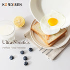 Kordisen Ceramic Nonstick Frying Pan Skillet Set with Lid, 3 Piece Ceramic Pans for Cooking Non Toxic, Healthy Induction Cookware, Stay-Cool Handle, PFOA & PFAS Free (9.5 Inch, 11 Inch, 12.5 Inch)
