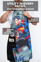 Dalstrong Chef Kitchen Apron - DC Superman™ Man of Steel Edition - Premium Cotton & Nylon Straps - 2 Pockets - Steel Hangloops-Unique Size Fit for All - Stain Resistant