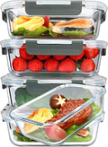 M MCIRCO 5 Pack 36 oz Glass Food Storage Containers with Lids,4.5 Cups,Gray by M MCIRCO
