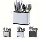 Silverware Organizer,Kitchen Utensil Holder For Counter,Stainless Steel Caddy,4 Compartments Organizer, Capacity Flatware Spoon Fork Tool Cutlery Holder（White）
