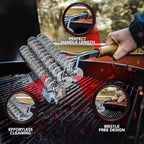 BBQ-AID Grill Brush for Outdoor Grill Bristle Free - 18" BBQ Brush for Grill Cleaning Kit - Safe BBQ Grill Cleaner Brush and Scraper - Stainless Grill Cleaning Brush for Any Grill, Grill Accessories