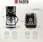 Haden 12 Cup Programmable Drip Coffee Maker Coffee Machine Bundled with Heritage 2 Slice Wide Slot Stainless Steel Toaster, Turquoise & Chrome