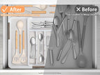 Large Silverware Drawer Organizer Expandable Kitchen Utensil Organizer BPA Free Flatware Cutlery Holder Tray Adjustable Plastic Drawer Divider Storage for Forks Knives 6-9 Slots White