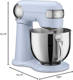 Cuisinart Stand Mixer, 12 Speed, 5.5 Quart Stainless Steel Bowl, Chef’s Whisk, Mixing Paddle, Dough Hook, Splash Guard w/ Pour Spout, Frosted Blue, SM-50BLU,Arctic Blue
