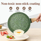 10.25 Inch Nonstick Frying Pan Skillet, 4mm Thick Aluminum Cookware with PFOA-Free Non-Toxic Coating, Induction Compatible, Dishwasher Safe, Bakelite Handle for Eggs & Pancakes, Green