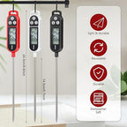 12 Pcs Instant Read Meat Thermometer with Long Probe 9.65 Inch Kitchen Cooking Food Candy Waterproof Digital Thermometer for BBQ Water Milk Yogurt Liquid Cooking (Black,White,Red)