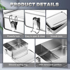 Umigy 1 Pcs Stainless Steel Food Containers 2400ml Metal Bento Lunch Box Stainless Steel Food Storage Containers, Lockable Clips to Leak Proof, Reusable Dishwasher Snack Boxes for Work