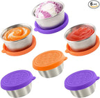 6x1.6 Oz Salad Dressing Containers With Lids, Small Leakproof Reusable Stainless Steel Salad Dressing Container To Go For Lunch Boxes,Sauce containers, Picnics,Travel Meal Prep And Kitchen Storage.