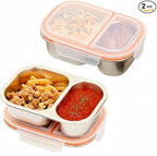 Bandesun Stainless Steel Snack Containers with Lids - 27 oz Salad Sauce Seasoning Container, Reusable Snackle Lunch Box for Kids & Adults, BPA-Free & Leakproof, Condiment Snack Pack Containers
