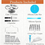 12 Inch Aluminium Rotating Cake Stand Turntable, Cake Decorating Kit Supplies with Icing Piping Tips, Frosting Spatulas, Pastry Bags, Scrapers and Other Cake Decorating Tools (85Pcs)