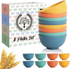 Homienly Wheat Straw Small Bowls, Unbreakable Dessert Bowls 8 PCS, 10 OZ Small Plastic Bowl for Kitchen, Microwave & Dishwasher Safe Mini Bowl for Snack, Ice Cream, Yogurt,Portion Control(Multi)