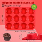 12 Cup Regular Silicone Cupcake Pan - Non Stick, Thickened