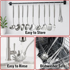 Newness 304 Stainless Steel Spaghetti Server and Spaghetti Tong, [Rustproof, Integral Forming, Durable] Pasta Spoon with Teeth with Vacuum Ergonomic Handle, Comfortable Grip Design Pasta Server