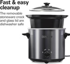 Hamilton Beach 4-Quart Slow Cooker with 3 Cooking Settings, Dishwasher-Safe Stoneware Crock & Glass Lid, Brushed Gray(33240)