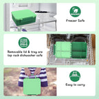 Bento Lunch Box with 8oz Soup Thermo, Leak-Proof Lunch Containers with 4 Compartment, Thermo Hot Food Jar and Insulated Lunch Box for School Green