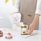 10pcs 6 Inch Cake Boxes with Sticks and Boards for Cookies, Small Cakes, Mini Desserts, Bento, and Bakery, Cupcake Box for Birthday, Party, Wedding, Mother's Day, Christmas（6x6x5 inch）
