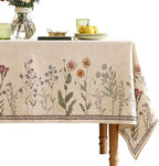 ISAENNE Designer Off White Linen Table Cloth for Rectangle Table,Floral Elegant Tablecloth,Stain Resistant Vintage Decor Tablecloths for Dining Thanksgiving Kitchen,55"*79"-Serenity G