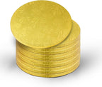 10-Pack Round Gold Cake Drum Board 12 Inch Sturdy 1/2 Inch Thick Full Wrap Edge Cake Base for Heavy Tiered Cakes(12" Gold)