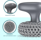 Cast Iron Scrubber | Dish Scrub Brush | 316 Cleaner Chainmail Scrubber for Cast Iron Pan Skillet Cleaner - Dish Scouring Pad Dishwasher Safe Cleaning Kit, Grey 02