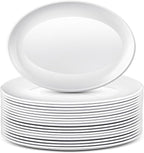 Dandat 24 Pcs Large Serving Platters Oval Trays White Plates Serving Dish for Wedding Party Restaurant Home Steak, Taco, Sushi, Appetizer, Cake (12 Inch)