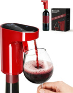 5-in-1 Electric Wine Decanter with Aerator,Digital Alcohol Bottle Dispenser Adjustable Dosing,Smart Whiskey Pourer, Liquor/Spirits Pump Automatic,Nice Gifts for Women Men Mom Dad Husband Boss (Red)