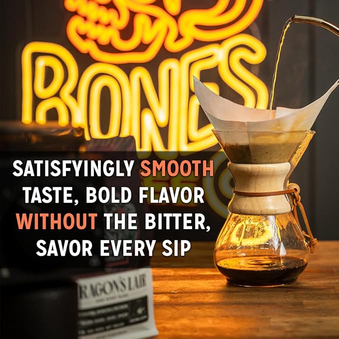 Bones Coffee Company Jacked 'O' Lantern, Pumpkin Spice Flavored Coffee, Medium Roast Low Acid Arabica Beans Compatible with Auto drip and French Press Coffee Maker, 12 Oz Whole Bean