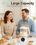 Nut Milk Maker Machine – 40oz Glass Almond, Soy & Oat Milk Maker with Juice Maker – No Soaking Required, Self-Cleaning, Delay Timer, Ultra-Smooth & High Yield (White, 40oz)