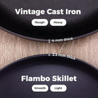 Flambo Skillet #10 - Naturally Non-Stick 10 Inch Pre-Seasoned Cast Iron Frying Pan - Smooth Nonstick Finish for Grilling, Frying, Sauteing, Searing, Baking - Use on Oven, Stove, Grill, or Campfire