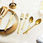KINGSTONE Gold Silverware Set, 20 Piece Flatware Cutlery Set for 4, 18/10 Stainless Steel Silverware Mirror Polished Dishwasher Safe for Home, Restaurant, Wedding, Party(Gold, 20 pieces for 4)