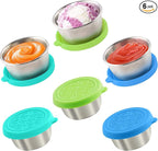 6x1.6 Oz Salad Dressing Containers With Lids, Small Leakproof Reusable Stainless Steel Salad Dressing Container To Go For Lunch Boxes,Sauce containers, Picnics,Travel Meal Prep And Kitchen Storage.