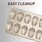 Madeleine Pans Set of 2, Nonstick 12-Cavity Madeleines Mold Cookie Tray for Baking, Heavy Duty Warp Resistant Cute Shell Shape Madeleine Mold Cake Pan-Gold