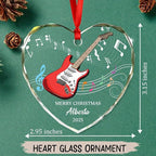 Customized Year Text Name Guitar Bass Lover Glass Ornament, Personalized Guitar Bass Christmas Ornaments Gift for Friends Coworker Besties Daughter Son, Novelty Instrument Glass Christmas Ornament