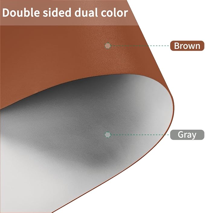 Leather Table Cover,1.8mm Thick,36x72 Inch Table Protector,Table Protector for Dining Room Table,Dining Table Cover,Table Cover Protector,Table Pad,(Brown+Gray,36x72)